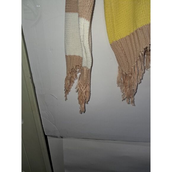 A Peach Love California Junior's Sweater Raggedy Distressed Striped Grungy L - Picture 3 of 11